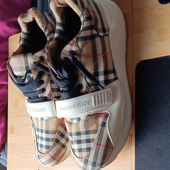 Burberry Plaid Athletic Shoes - Black, White, and Tan main image 10